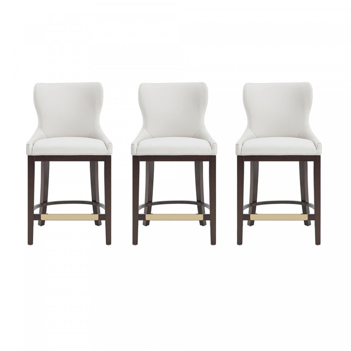 Tabouret de comptoir Blair moderne en bois et tissu blanc - Lot de 3