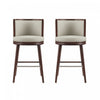 Tabouret de bar moderne en bois et tissu Evalyn, coloris pierre - Lot de 2