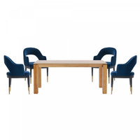  Ensemble de salle a manger moderne industriel chic Carrington et Rockaway 5 pieces, bleu minuit et naturel