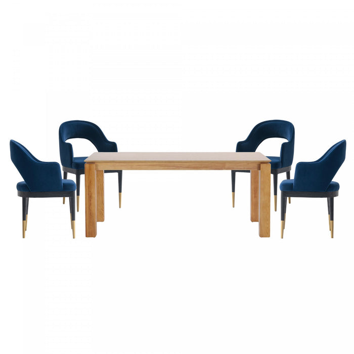 Ensemble de salle a manger moderne industriel chic Carrington et Rockaway 5 pieces, bleu minuit et naturel