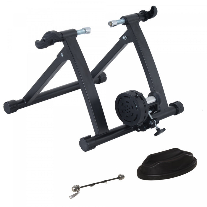 Soozier Velo Interieur Pliable Magnetique Entraineur D'exercice Convertisseur Velo Support D'entrainement A Domicile Entrainement En Acier (noir)