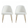 Chaise de salle a manger moderne Gracie en cuir vegetalien blanc et or avec structure en metal - Lot de 2