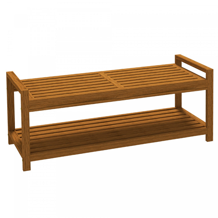 Outsunny Tabouret De Jardin Avec Etagere De Rangement, Siege A Lattes
