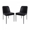 Chaise laterale contemporaine Loft en cuir vegetalien et metal noir - Lot de 2