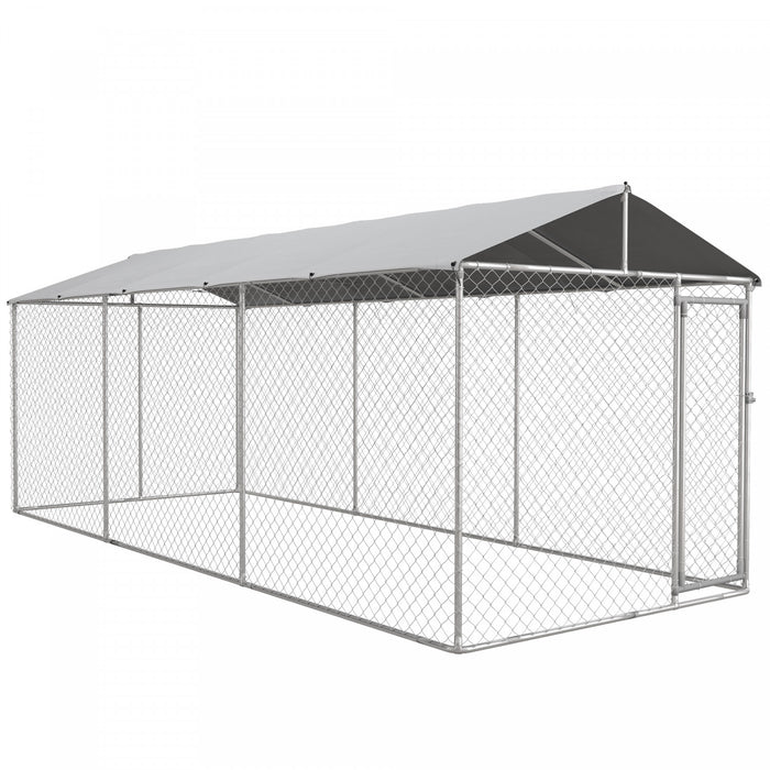 Pawhut Niche D'exterieur Pour Chien Avec Housse Impermeable Et Resistante Aux Uv Pour Chiens De Toute Taille, 19,7' X 7,5' X 7,5', Argente