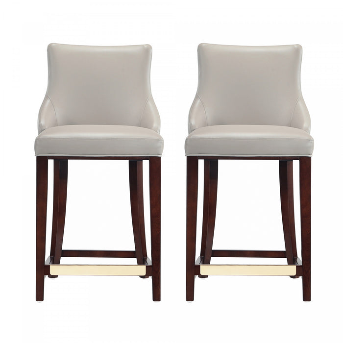 Tabouret de comptoir moderne en bois Shubert avec revetement en tissu gris clair - Lot de 2