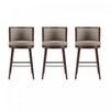 Tabouret de bar moderne en bois et tissu Evalyn, taupe - Lot de 3