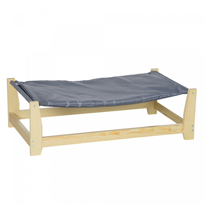 Pawhut Lit Sureleve En Bois Avec Coussin Pour Petits Chiens De Taille Moyenne, Interieur-exterieur, 35.5\" X 19.75\" X 11\"