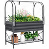 Outsunny Jardiniere surelevee metallique avec serre, gris fonce