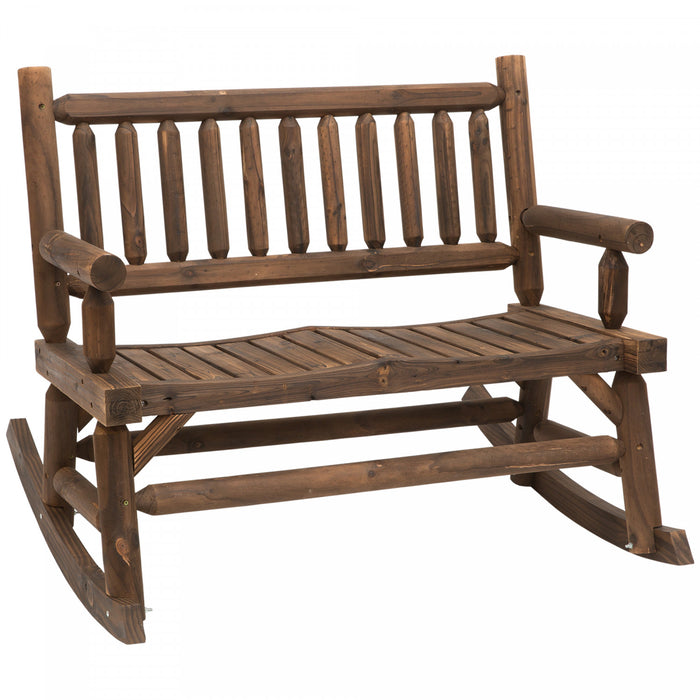 Outsunny Chaise A Bascule D'exterieur Pour 2 Personnes Avec Design A Lattes