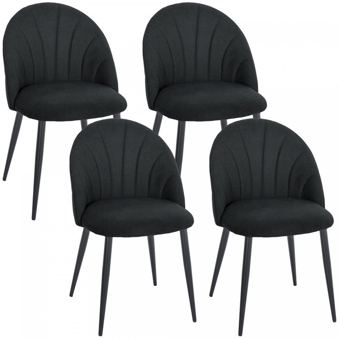HOMCOM Lot de 4 chaises de salle a manger avec pieds en metal, noir