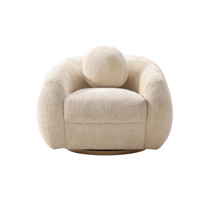 Fauteuil lounge Tribeca style mid-century en chenille creme