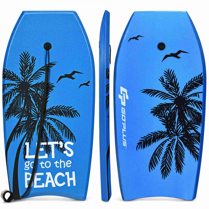 Goplus 41'' Super Leger Bodyboard Surfing W/leash Eps Core Boarding Ixpe Bleu