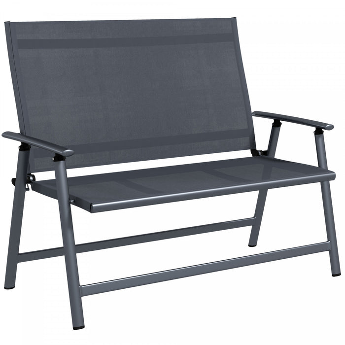 Outsunny Chaise Pliante De Patio Pour 2 Personnes, Siege En Tissu Maille