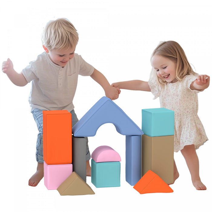 Qaba Equipement De Jeu Doux Pour Enfants, 11 Pieces, Jouets D'escalade, Blocs D'escalade Doux Pour Le Developpement Des Enfants Et L'education Des Couleurs, Couleur Claire