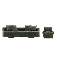  Ensemble de canape 2 pieces Verandah style mid-century modern en vert olive