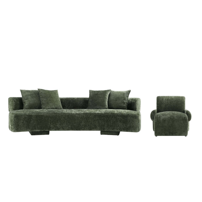 Ensemble de canape 2 pieces Verandah style mid-century modern en vert olive