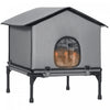 Maison pour chat d'exterieur PawHut, chenil pour chat impermeable et isole avec base surelevee, coussin, abri pliable pour chatons sauvages pour interieur et exterieur, gris