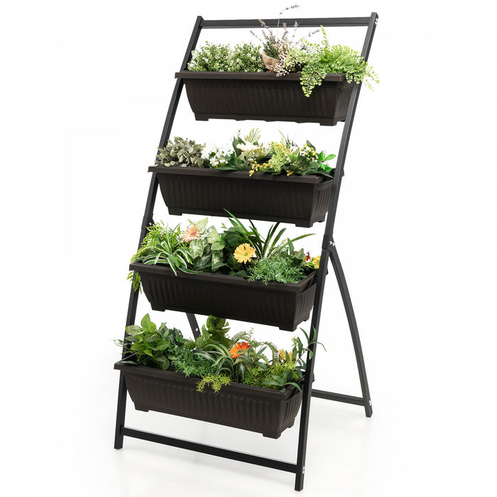 Costway 5 Ft 4-tier Vertical Souleve Lit De Jardin Eleve Planter Boite W / 4 Boites De Conteneur