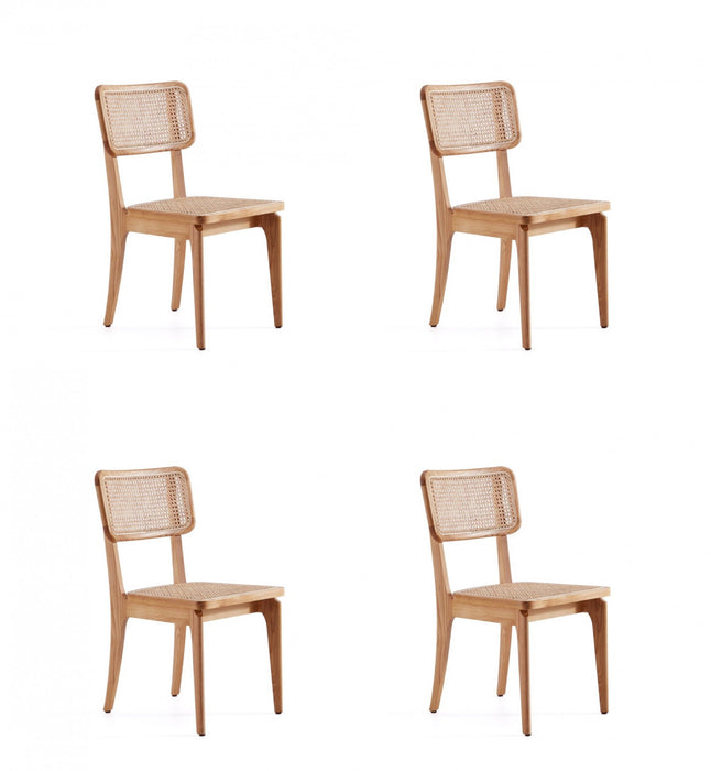 Chaise de salle a manger en bois style industriel Giverny, finition naturelle - Lot de 4
