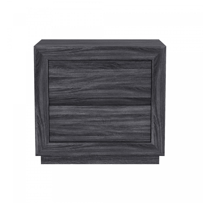 Table de nuit contemporaine Soren 66 cm en gris charbon (2 tiroirs)