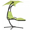 Outsunny Chaise Longue Flottante Pour Porche D'exterieur Balancoire Hamac Suspendu Siege Inclinable Avec Support En Arc Et Parasol A Baldaquin Vert