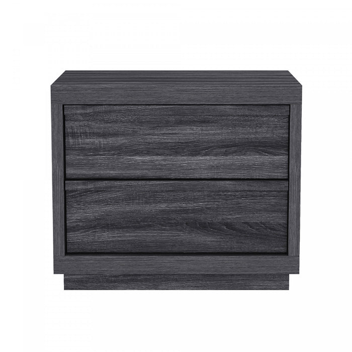 Table de nuit contemporaine Navis 66 cm en gris charbon (2 tiroirs)