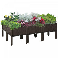 Outsunny Jardiniere Sureleve De 6 Pieces En Pp Sureleve Pour Plantes A Fleurs, Boite De Culture D'he