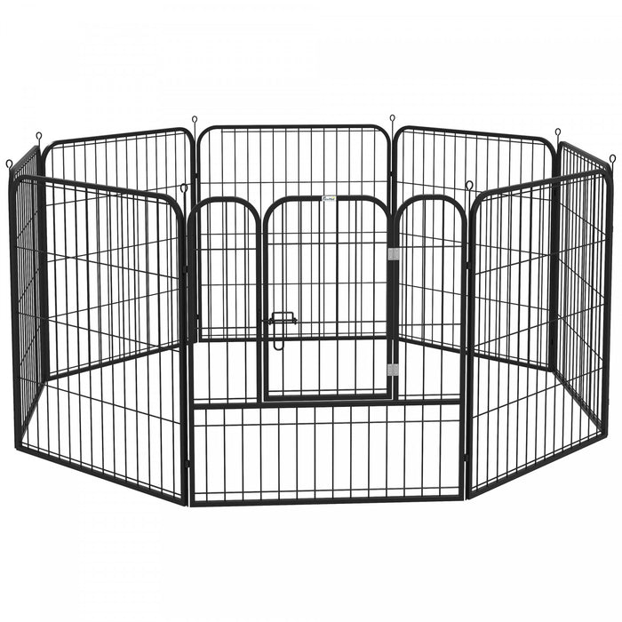 Pawhut Parc A 8 Panneaux Pour Animaux De Compagnie Pliable Metal Interieur Exterieur 31\" X 31\"