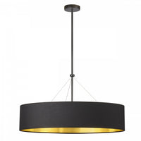 Luminaire suspendu Pallavi de Dainolite de 30 po de diamètre avec abat-jour noir et doré, fini noir mat et 4 ampoules