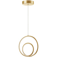 Luminaire suspendu Gabriel de Dainolite en silicone blanc qui diffuse la lumière, avec fini laiton vieilli et ampoule à DEL de 22 W
