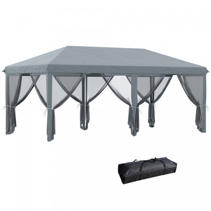 Outsunny Tente D'auvent 10'x20' 6 Parois Laterales Maille Amovibles, Gris