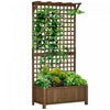 Outsunny Lit De Jardin Sureleve, Jardiniere En Bois Avec Treillis Pour Vigne Grimpante, Jardiniere Avec Ecran D'intimite Pour Cultiver Des Legumes, Des Herbes Et Des Fleurs Pour Jardin, Terrasse, Cafe