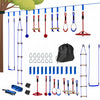 Qaba Ninja Warrior Parcours d'obstacles pour enfants, kit de slackline Ninja de 10 m avec balancoire, barres de singe, echelle d'escalade, balles de prehension, plateau suspendu