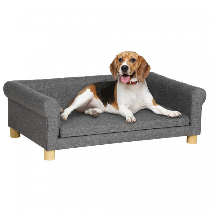Pawhut Canape Moderne Pour Animal Domestique Lit Pour Chat Ou Grand Chien Avec Coussin De Siege Amovible Gris Fonce
