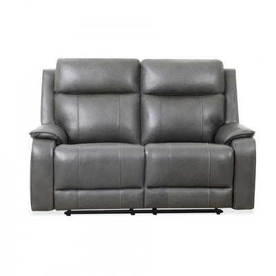 Marlow 60 in. Leather Match Power Reclining Loveseat with USB/USB-C - Charcoal | Causeuse inclinable electrique Marlow de 60 po en cuir assorti avec USB/USB-C - Charbon