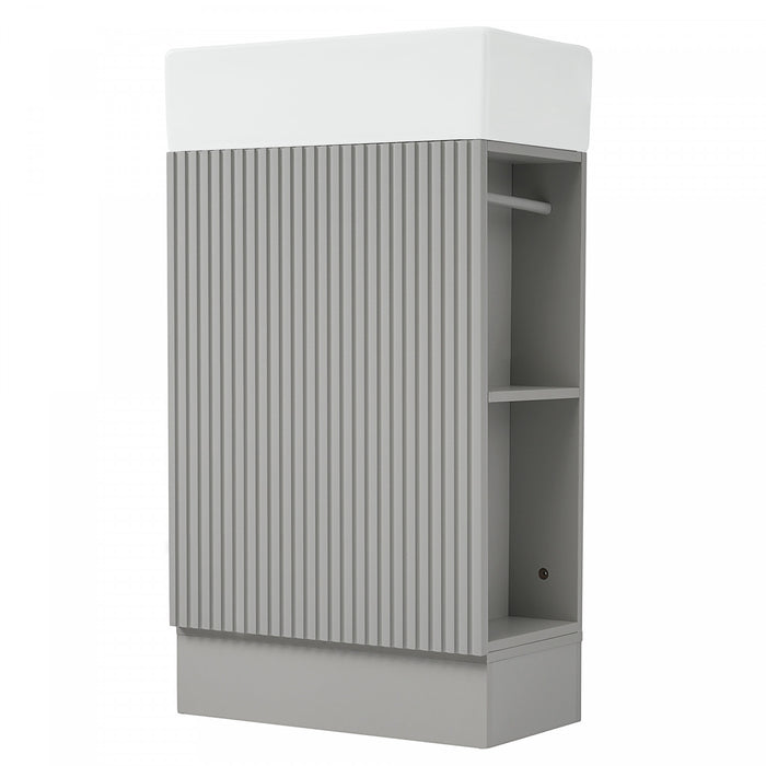 Ethan Meuble-lavabo de 18,6\" avec vasque et etagere reglable, Gris