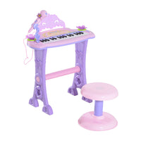 Qaba Piano Pour Enfants Instrument A Clavier Electronique Avec Microphone Et Tabouret 32 Touches Jou