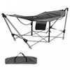 Outsunny Hamac Avec Support, Hamac Portable Avec Sac De Transport Et Poche Pour Le Voyage, La Plage, Le Jardin, Le Patio, La Randonnee, Gris Fonce