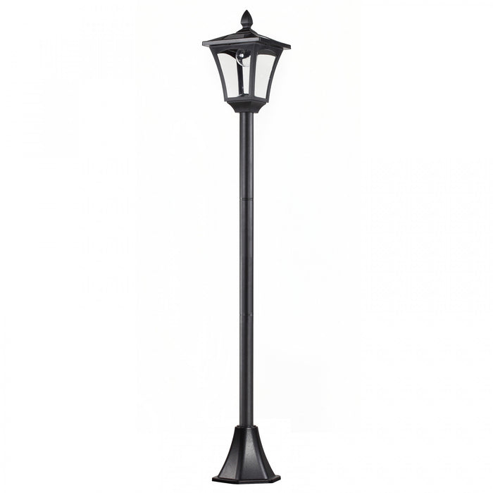Luminaire Exterieur Solaire Lampadaire Lanterne Classique Led 40 Lm Dim. 18l X 18l X 160h Cm Noir
