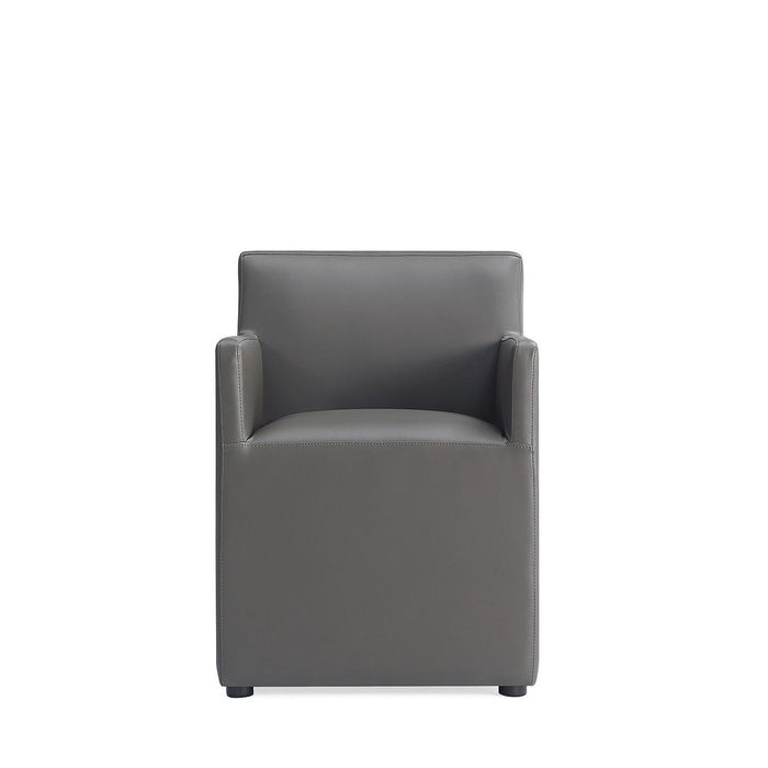Chaise de salle à manger carrée et moderne sans accoudoirs Anna de Manhattan Comfort en similicuir - étain