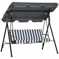 Outsunny Balancoire De Patio 3 Places Avec Auvent Reglable, Gris Et Blanc