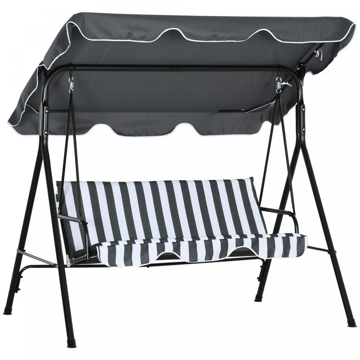 Outsunny Balancoire De Patio 3 Places Avec Auvent Reglable, Gris Et Blanc