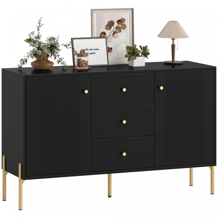 Buffet HOMCOM 120 cm avec 3 Tiroirs et 2 Portes, Buffet Moderne Noir