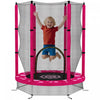 Qaba Trampoline 55\" pour Enfants, Trampoline pour Tout-Petits avec Filet de Securite, pour Sauter et Jouer, Usage Interieur et Exterieur, Age 3-6 Ans, Motif Soleil, Rose
