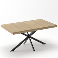 Ethan Table a manger rectangulaire extensible style retro avec rangement cache, couleur naturelle