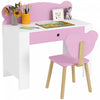 Ensemble Bureau Et Chaise Pour Enfants, Table D'etude Et Chaise Avec Tiroir De Rangement, Rose