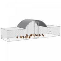 Pawhut Poulailler En Metal, 21.7' X 6.2' Avec Couverture Impermeable Et Anti-uv, Porte Pour 12-14 Po