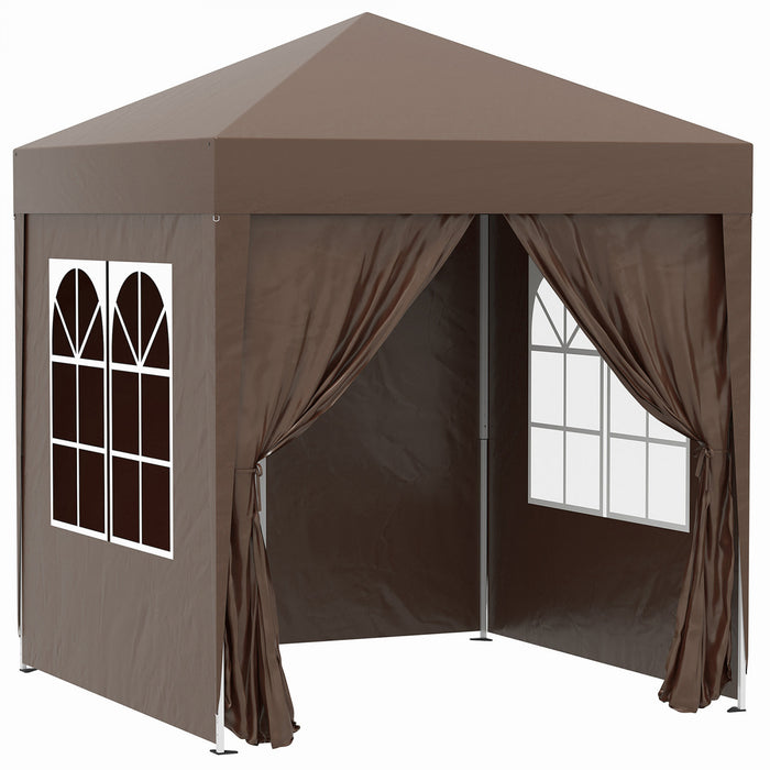 Outsunny 6.6x6.6ft Tonnelle Barnum De Jardin Pop-up Pliant Avec Parois Laterales Brun