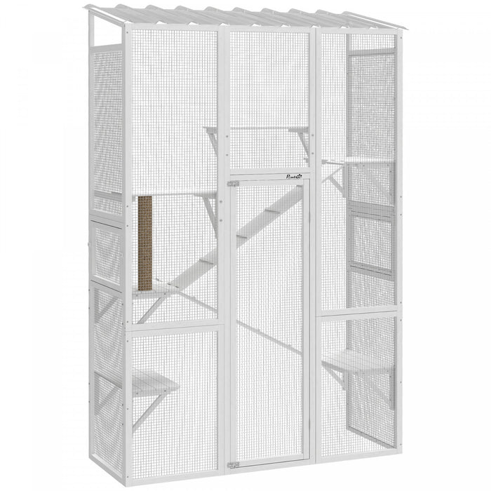 Grand Enclos Exterieur pour 2-3 Chatons, Blanc